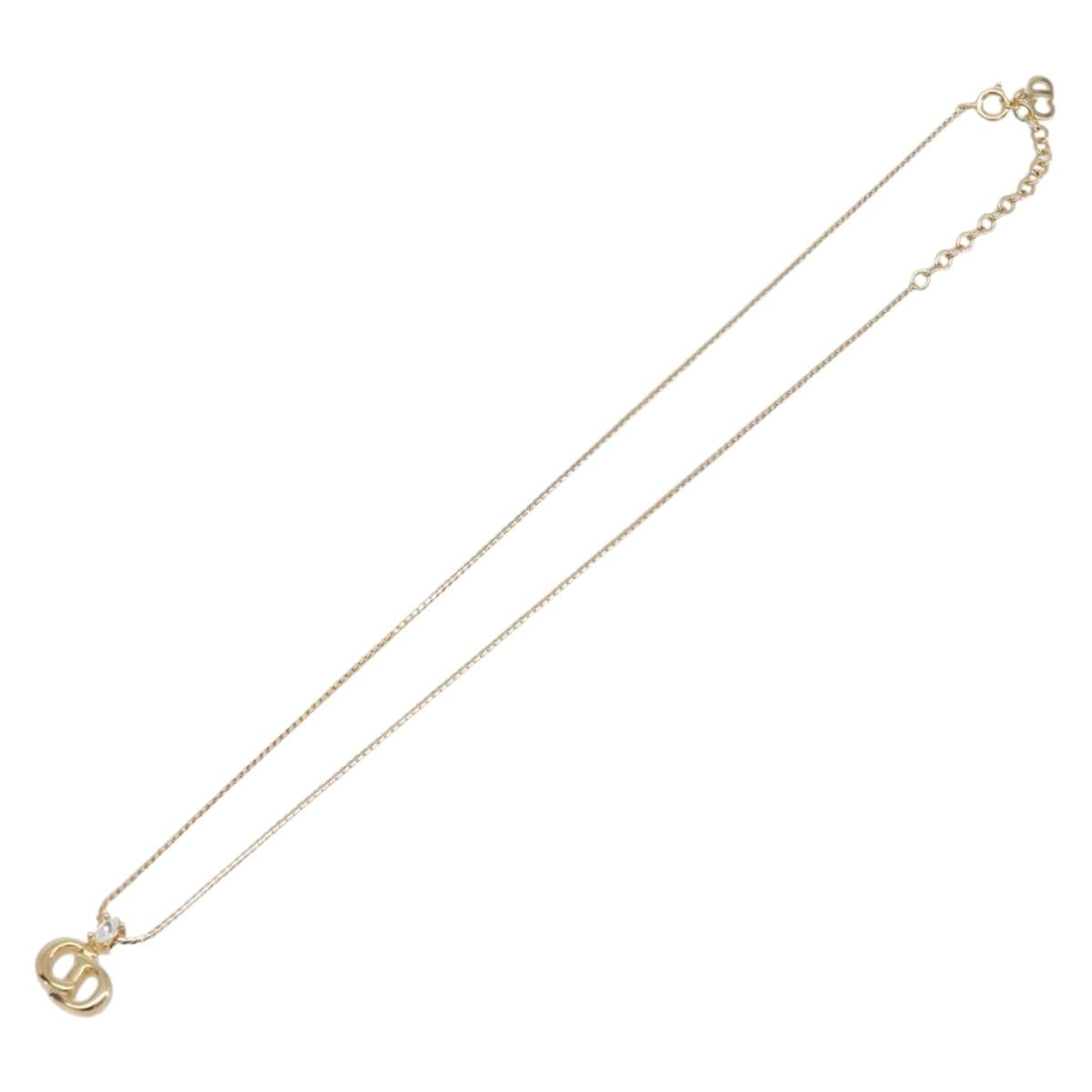 Christian Dior Necklace Metal Gold Tone Auth SK148V