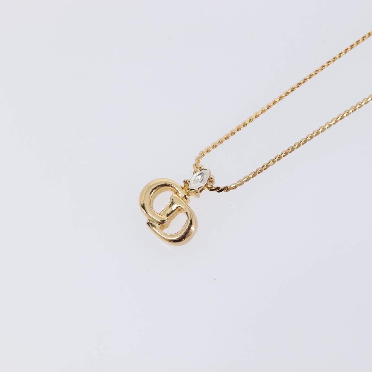 Christian Dior Necklace Metal Gold Tone Auth SK148V