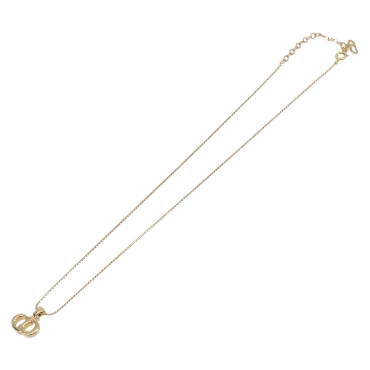 Christian Dior Necklace Metal Gold Tone Auth SK148V