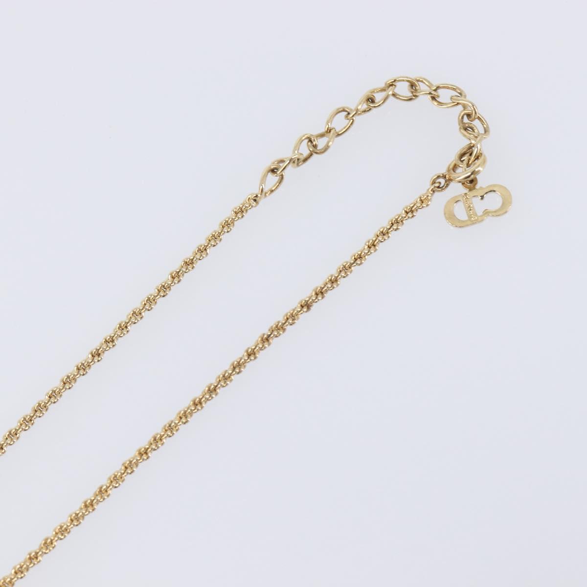 Christian Dior Teardrop Necklace Metal Gold Tone Auth SK149V