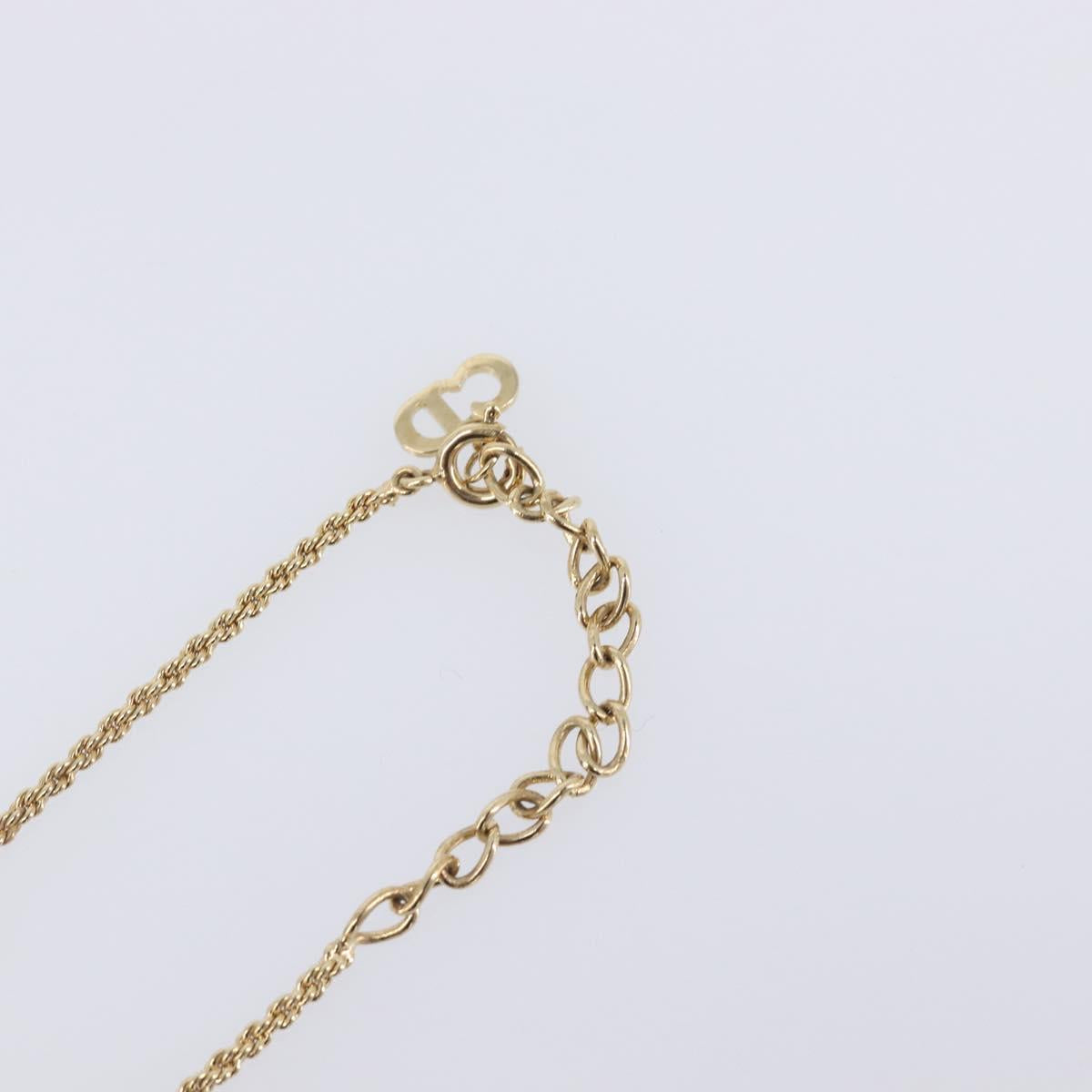 Christian Dior Teardrop Necklace Metal Gold Tone Auth SK149V
