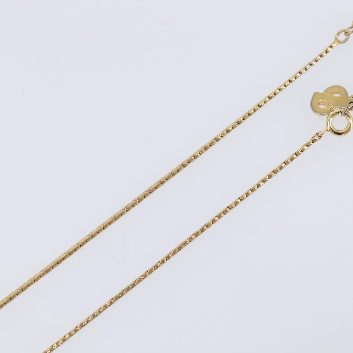Christian Dior Bijoux Teardrop Necklace Metal Gold Tone Auth SK151