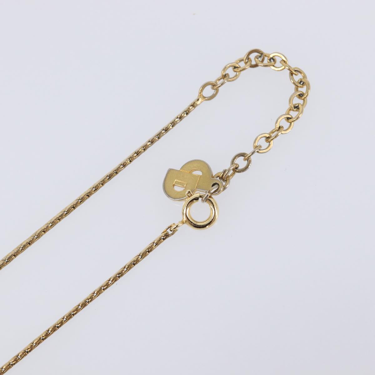 Christian Dior Bijoux Teardrop Necklace Metal Gold Tone Auth SK151