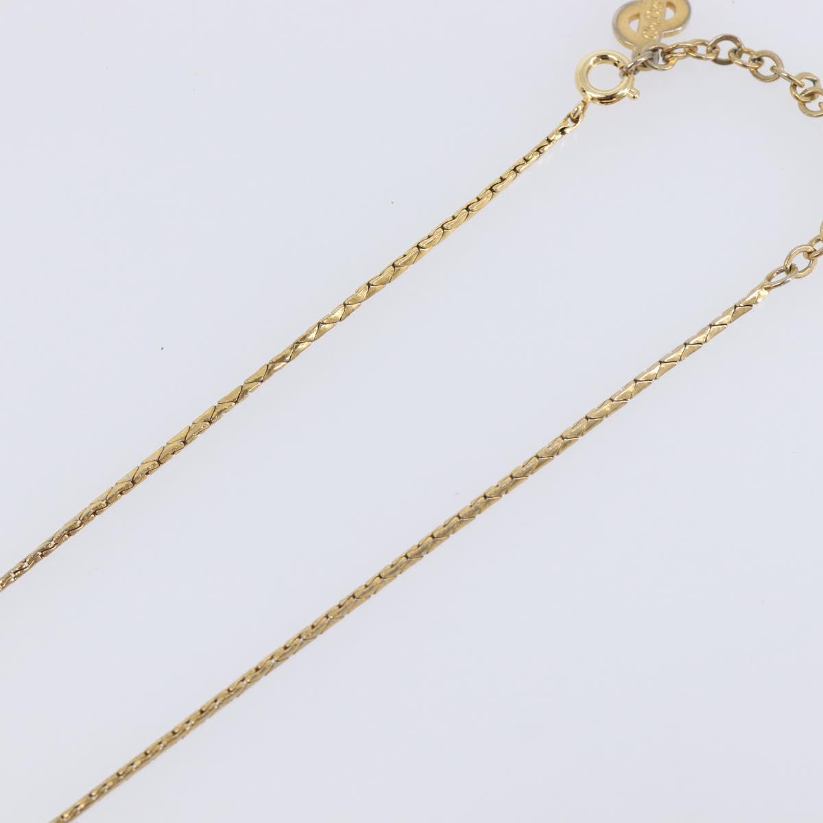 Christian Dior Bijoux Teardrop Necklace Metal Gold Tone Auth SK151