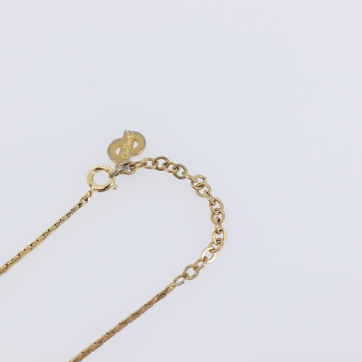 Christian Dior Bijoux Teardrop Necklace Metal Gold Tone Auth SK151