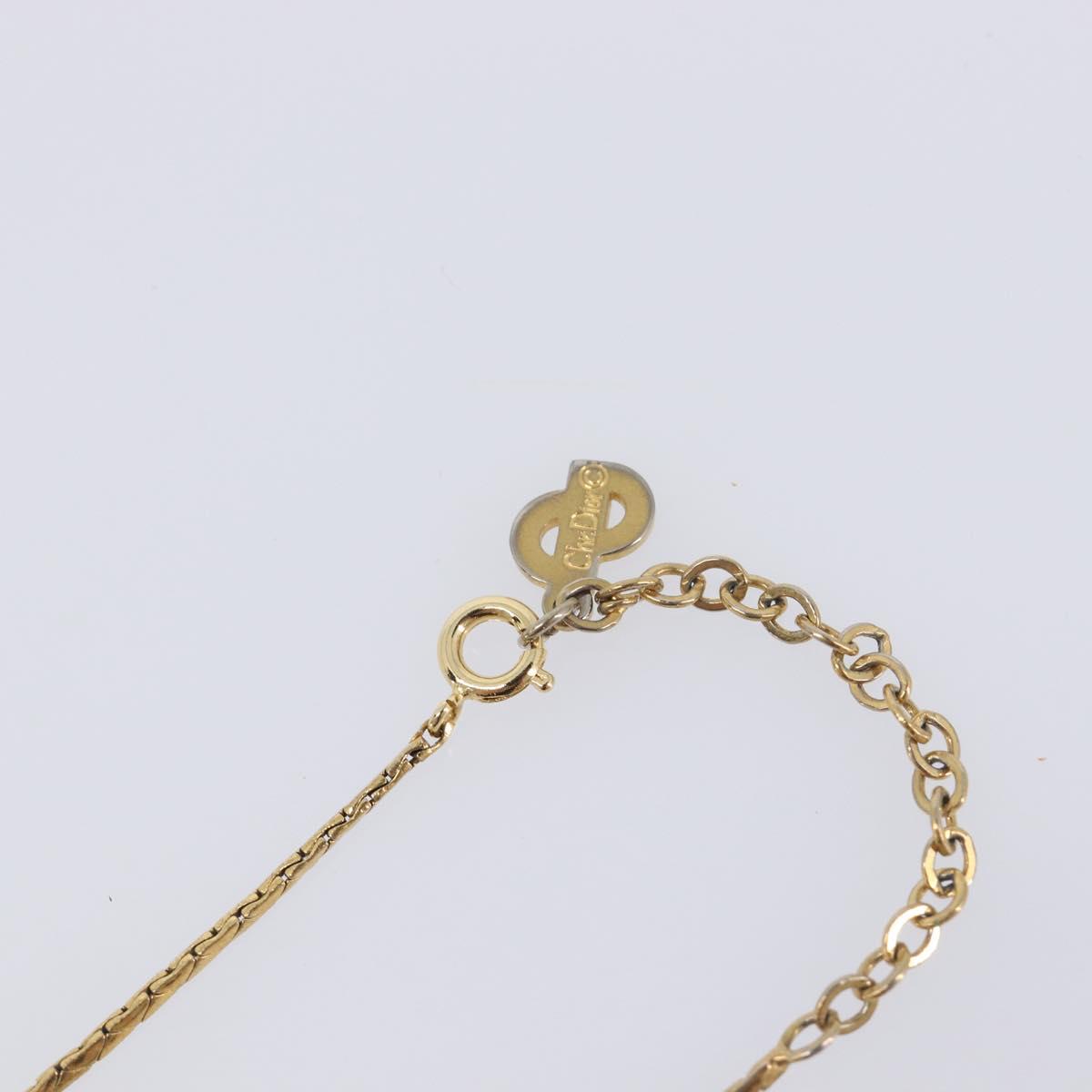 Christian Dior Bijoux Teardrop Necklace Metal Gold Tone Auth SK151