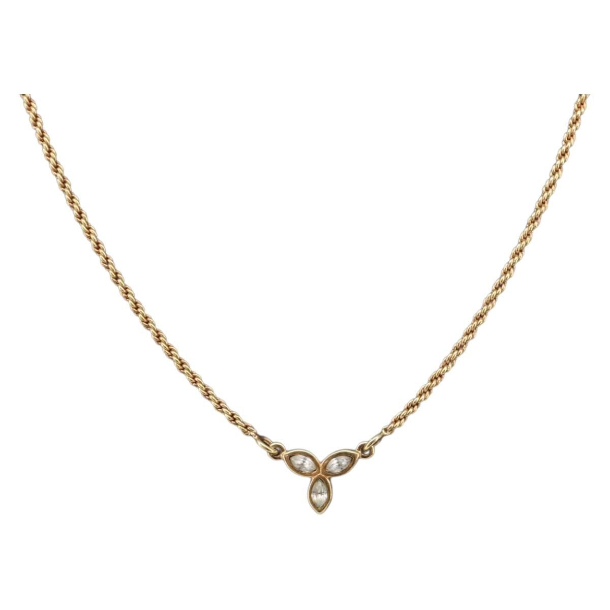 Christian Dior Necklace Metal Gold Tone Auth SK153