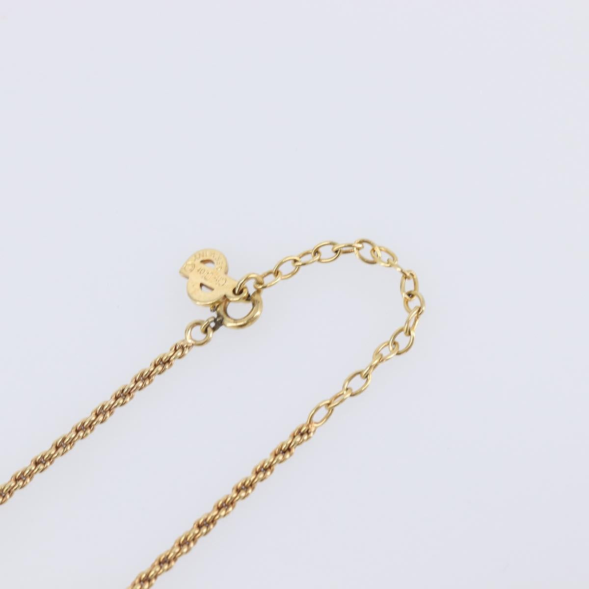 Christian Dior Necklace Metal Gold Tone Auth SK153