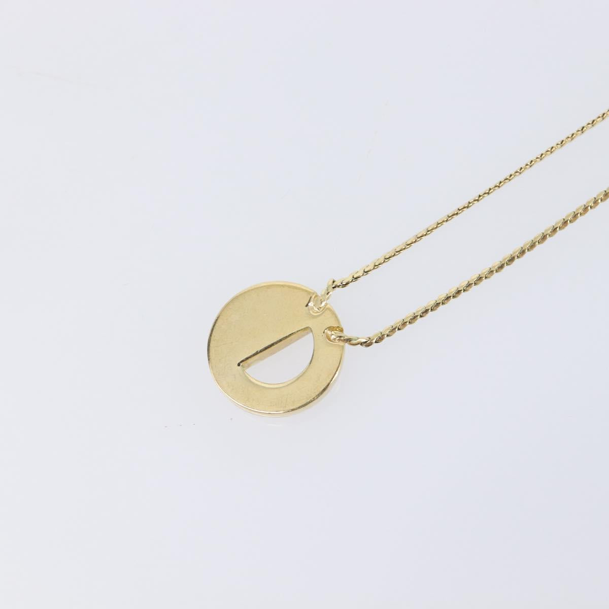 Christian Dior Rhinestone Circle Necklace Metal Gold Tone Auth SK155