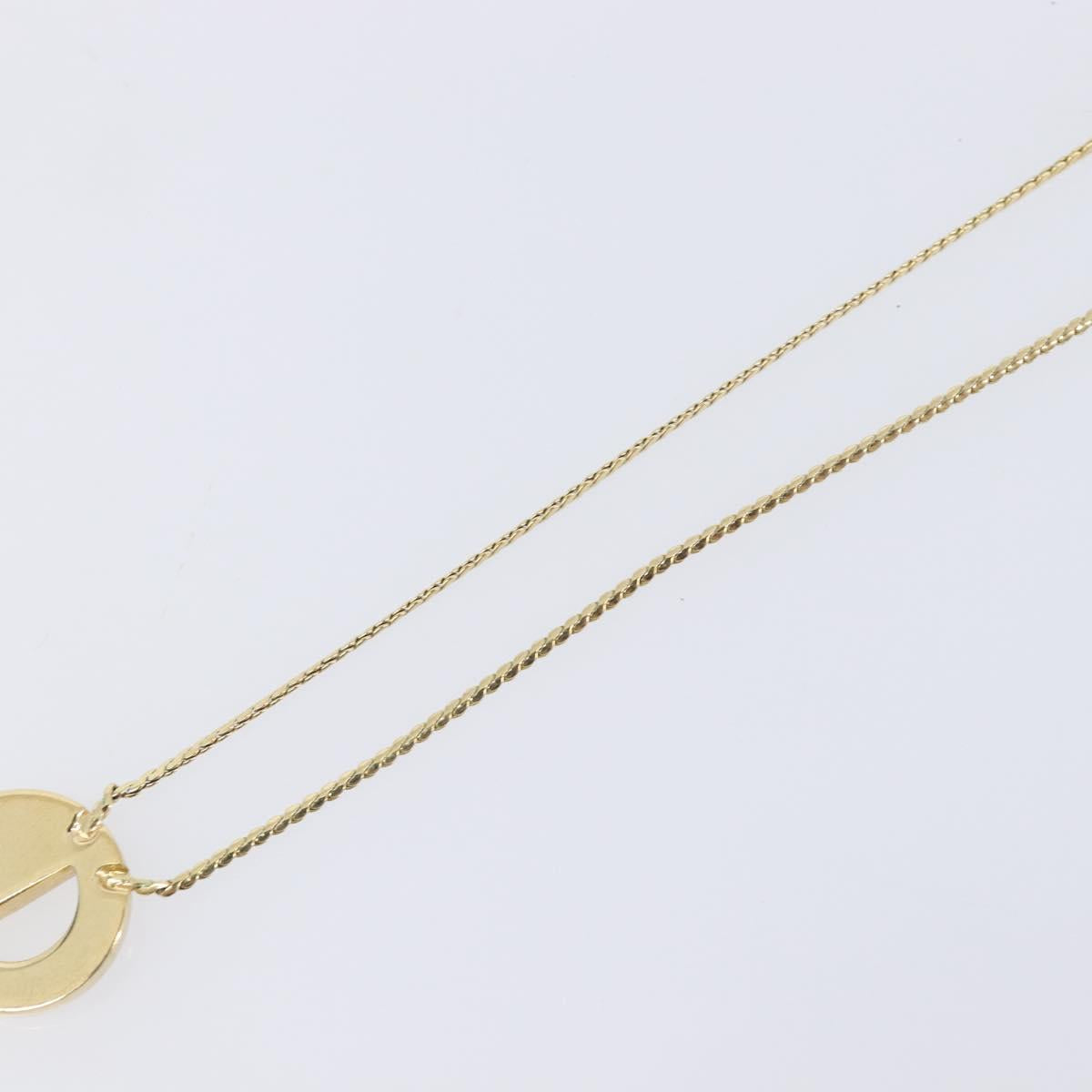 Christian Dior Rhinestone Circle Necklace Metal Gold Tone Auth SK155