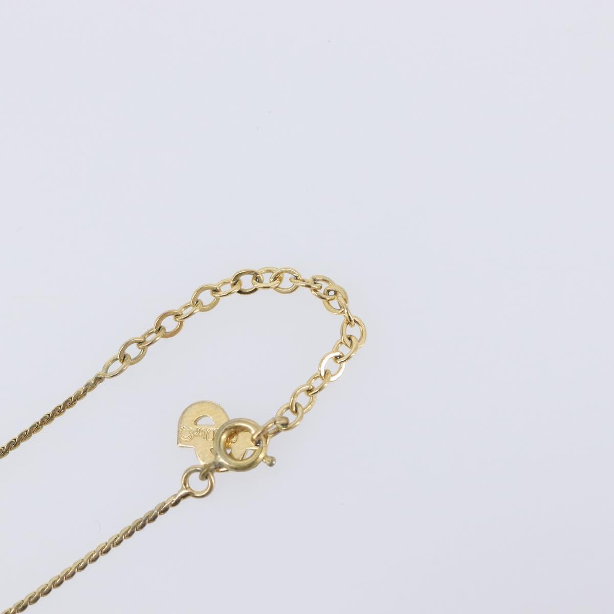 Christian Dior Rhinestone Circle Necklace Metal Gold Tone Auth SK155