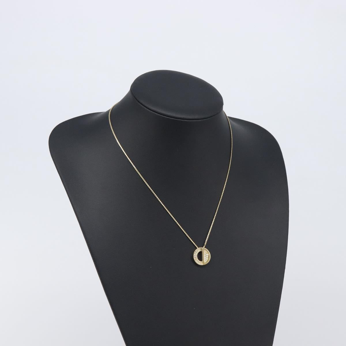 Christian Dior Rhinestone Circle Necklace Metal Gold Tone Auth SK155