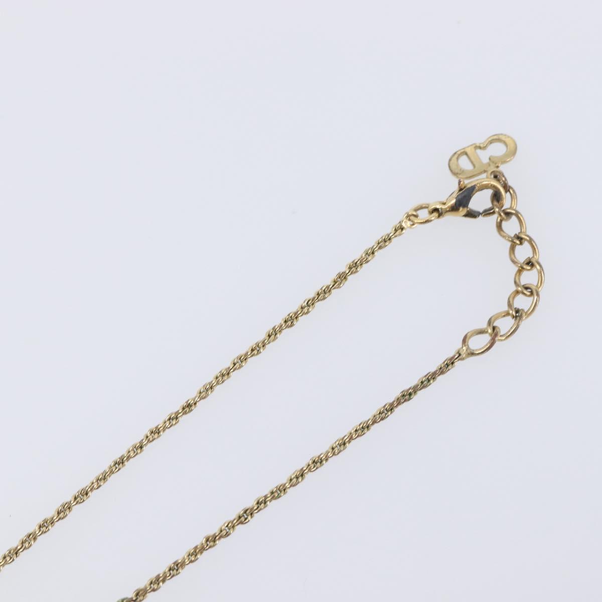 Christian Dior CD Logo Circle Necklace Metal Gold Tone Auth SK156