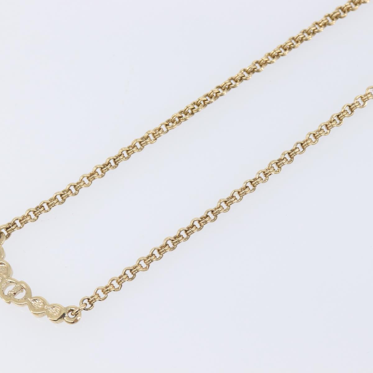 Christian Dior CD Logo Circle Necklace Metal Gold Tone Auth SK157V