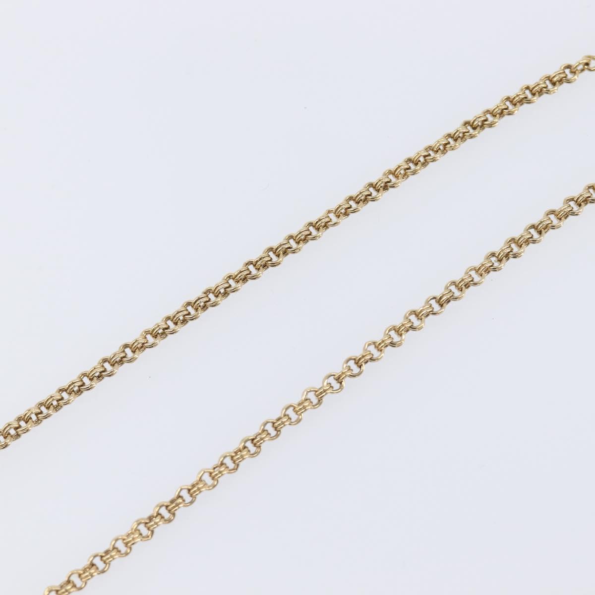 Christian Dior CD Logo Circle Necklace Metal Gold Tone Auth SK157V