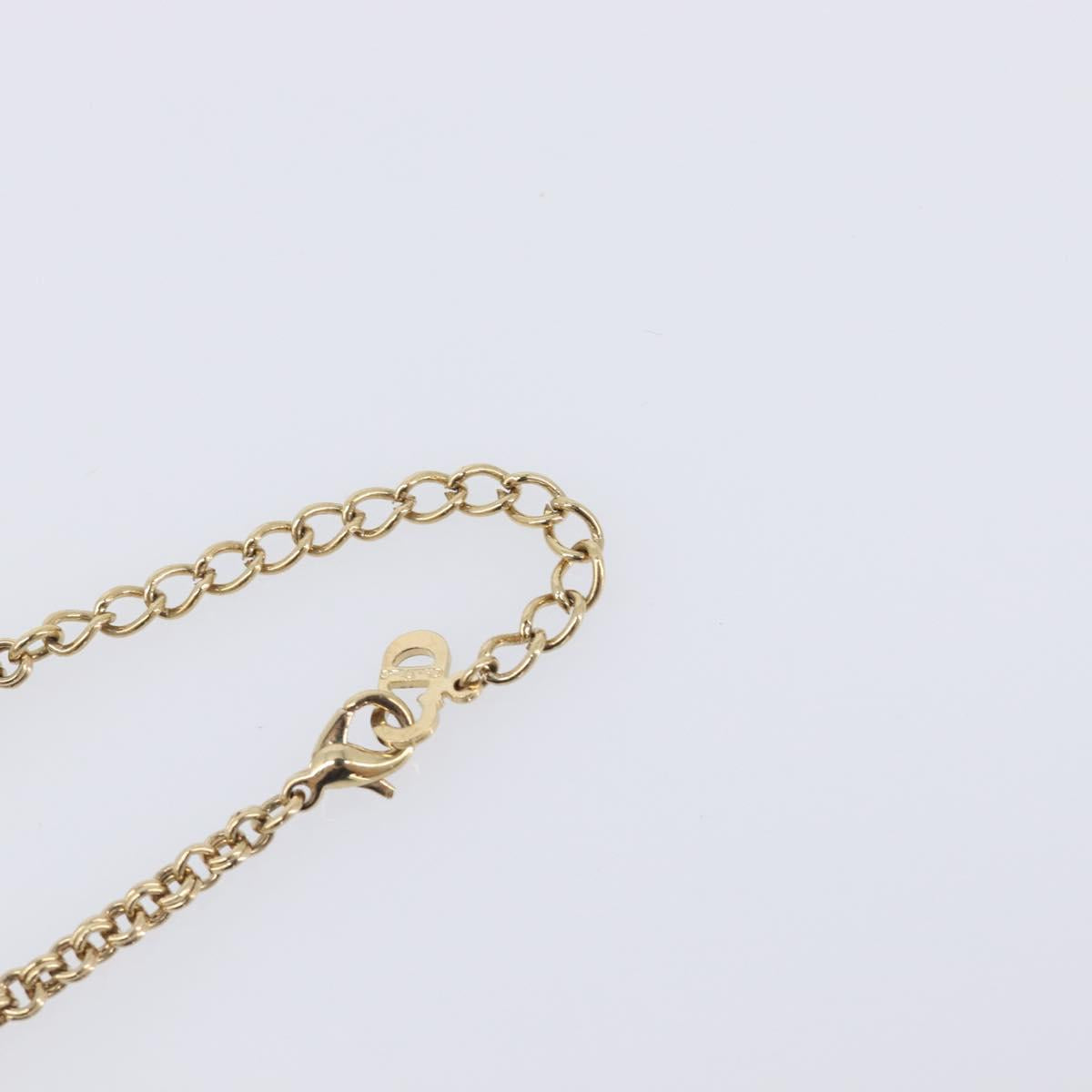 Christian Dior CD Logo Circle Necklace Metal Gold Tone Auth SK157V