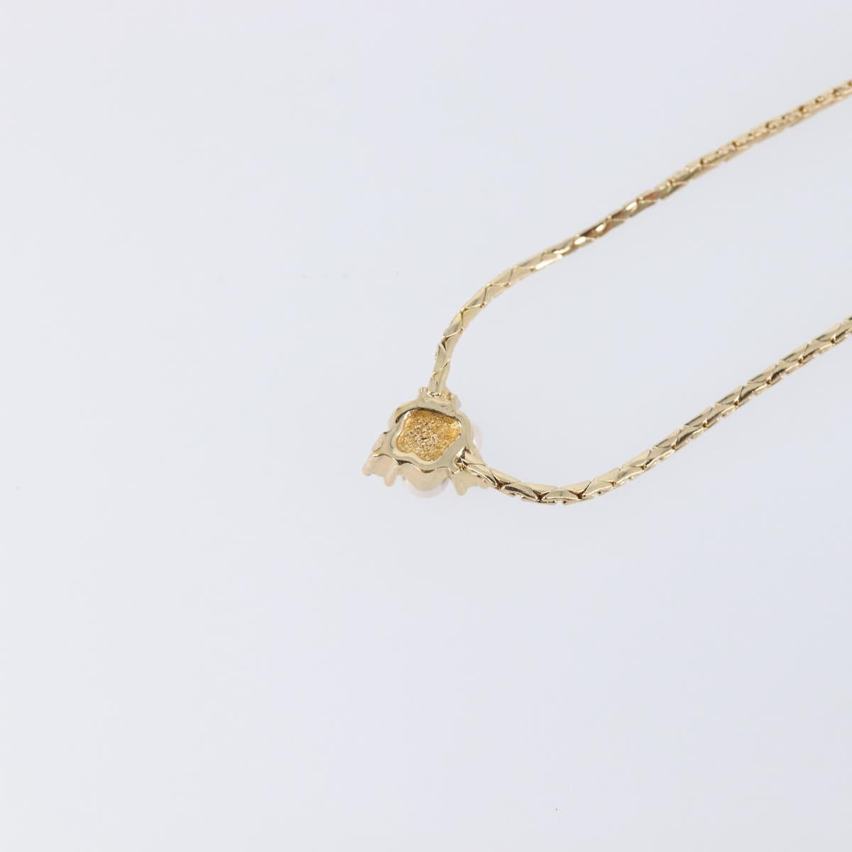 Christian Dior Necklace Metal Gold Tone White Auth SK159