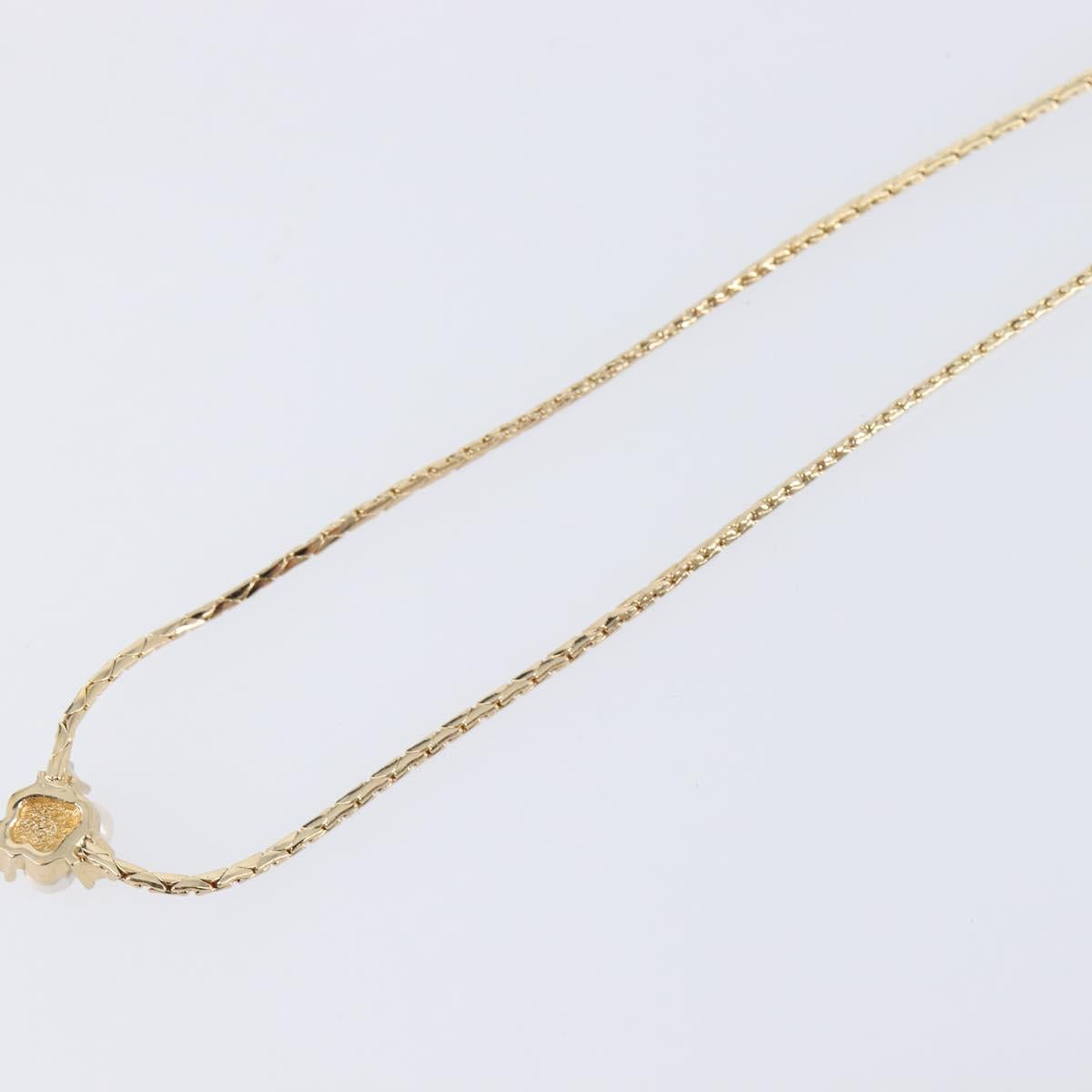 Christian Dior Necklace Metal Gold Tone White Auth SK159