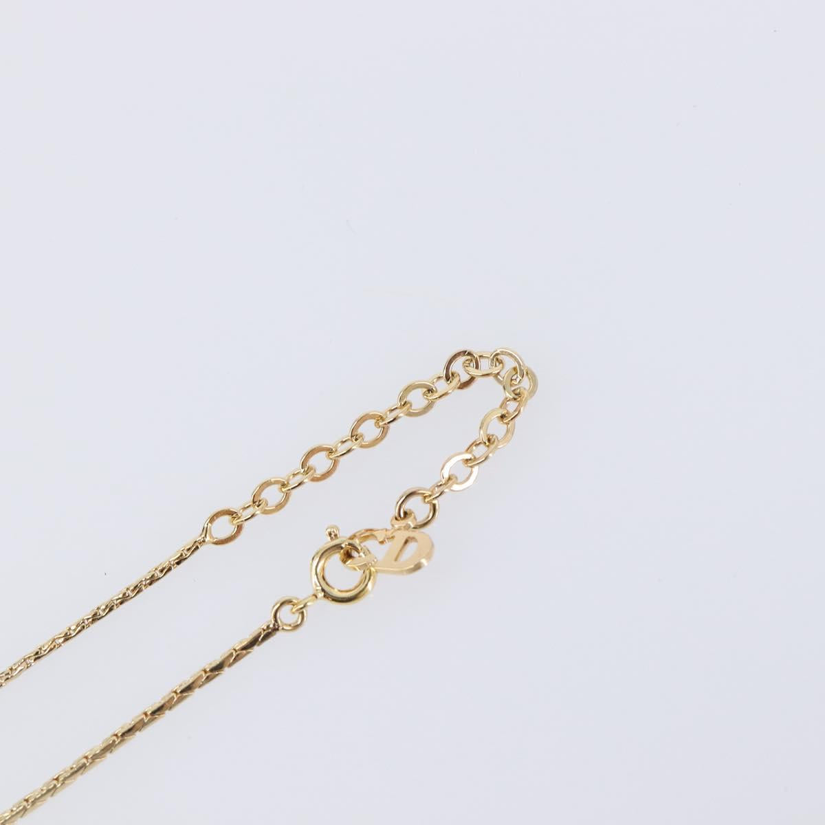 Christian Dior Necklace Metal Gold Tone White Auth SK159