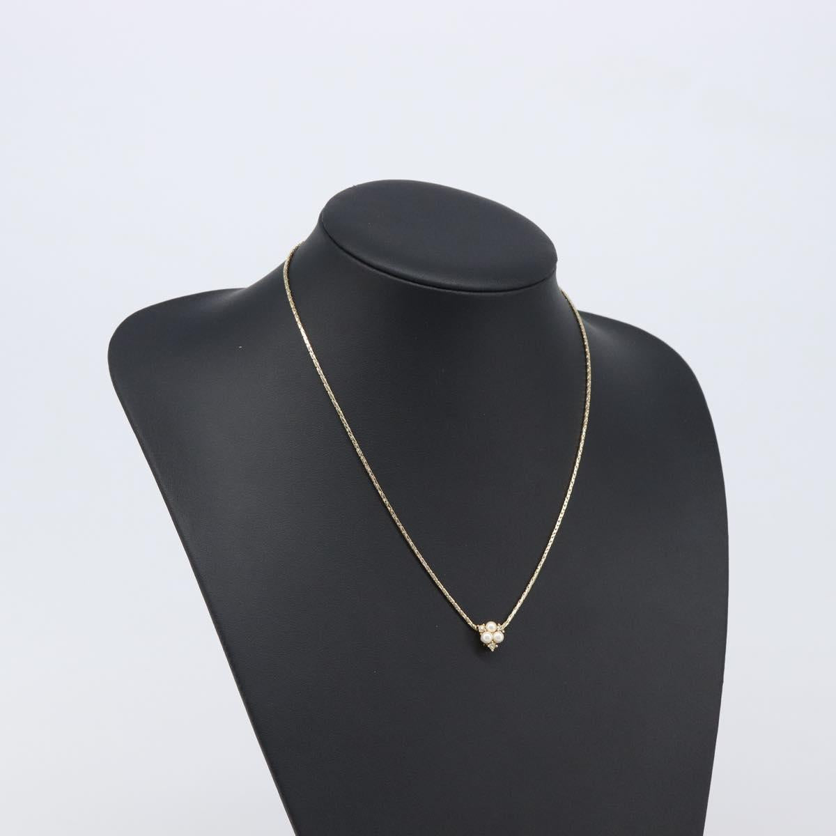 Christian Dior Necklace Metal Gold Tone White Auth SK159
