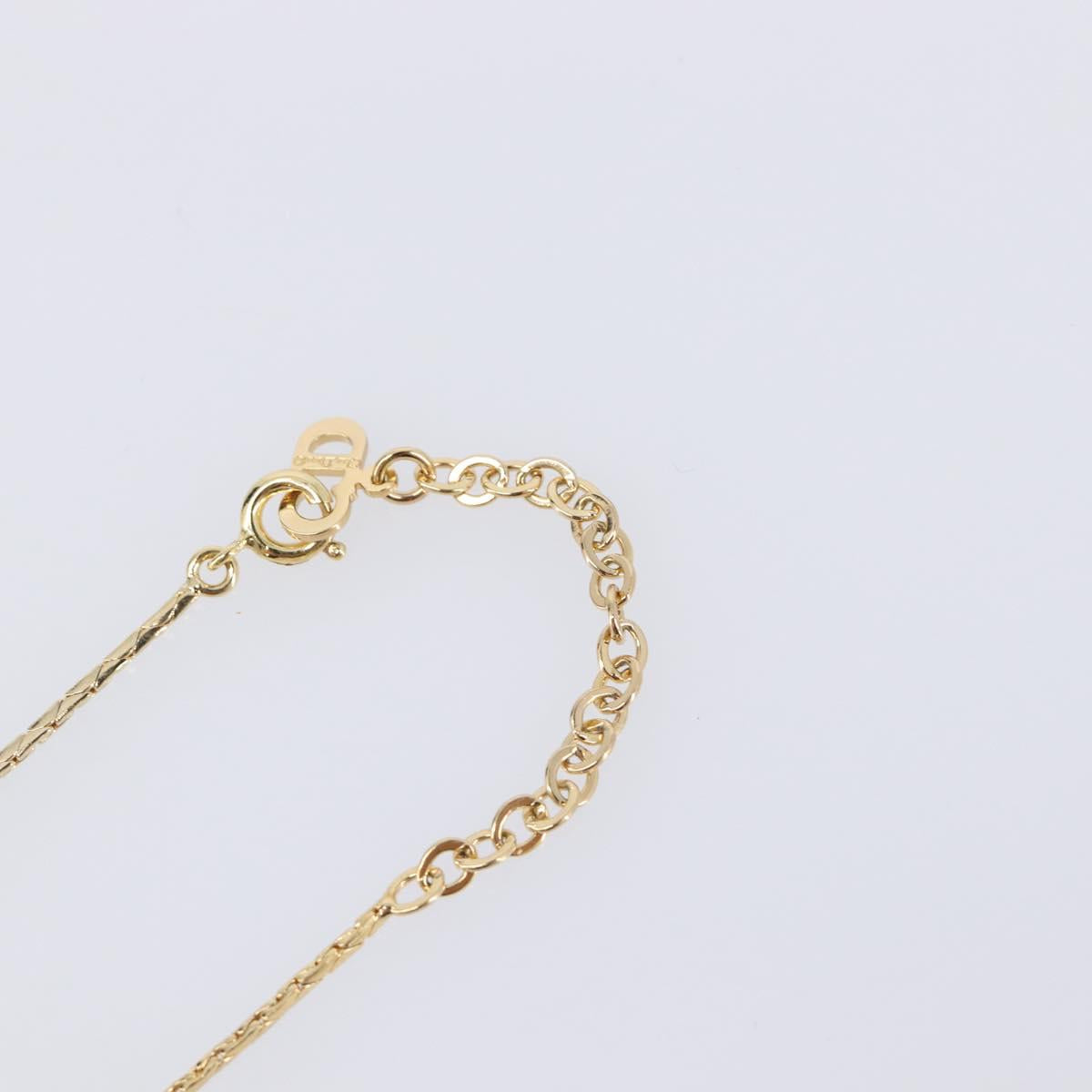 Christian Dior Necklace Metal Gold Tone White Auth SK159