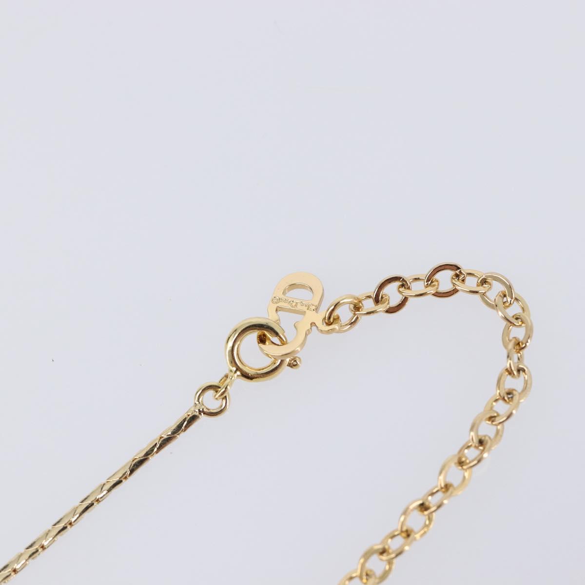 Christian Dior Necklace Metal Gold Tone White Auth SK159