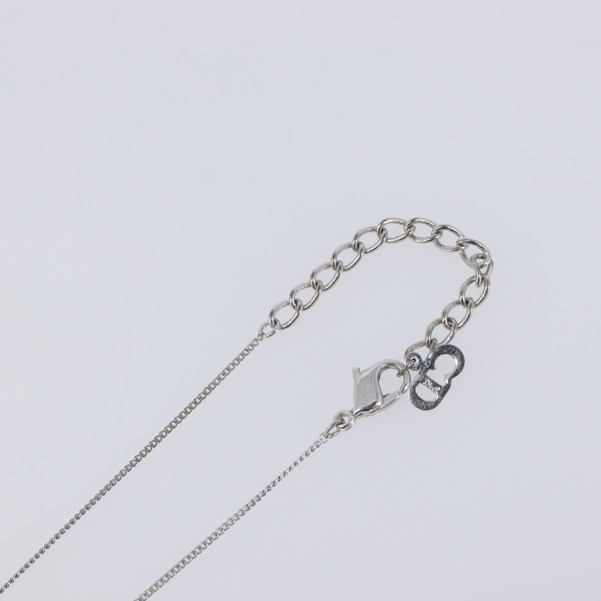 Christian Dior CD Logo Necklace Metal Silver Auth SK160