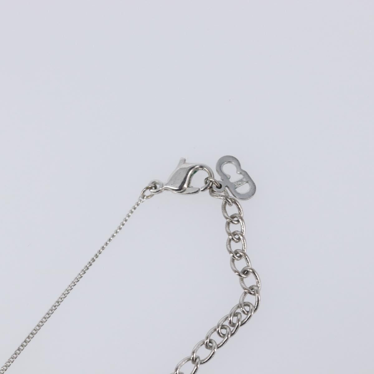 Christian Dior CD Logo Necklace Metal Silver Auth SK160