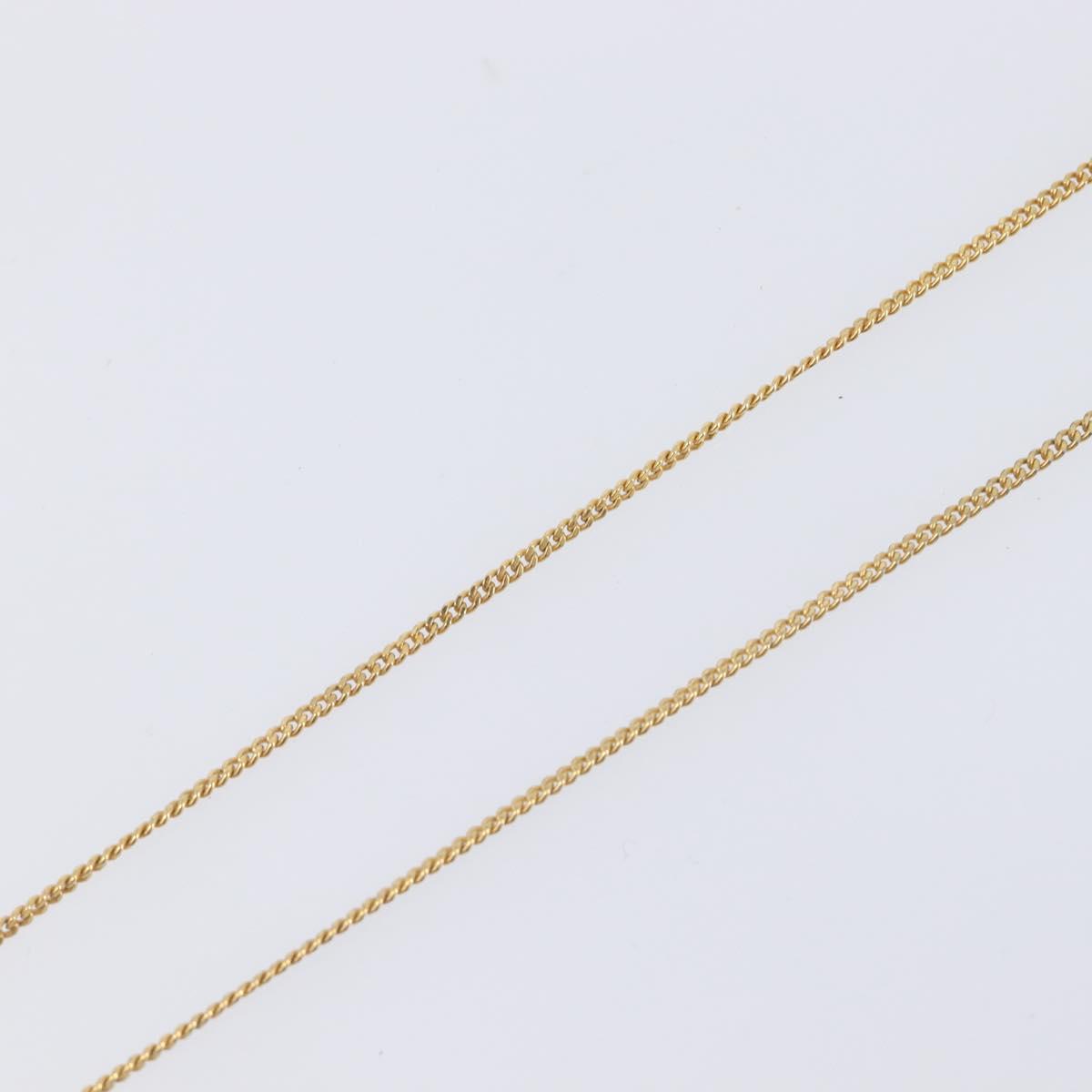 Christian Dior CD Logo Rhinestone Circle Necklace Metal Gold Tone Auth SK161