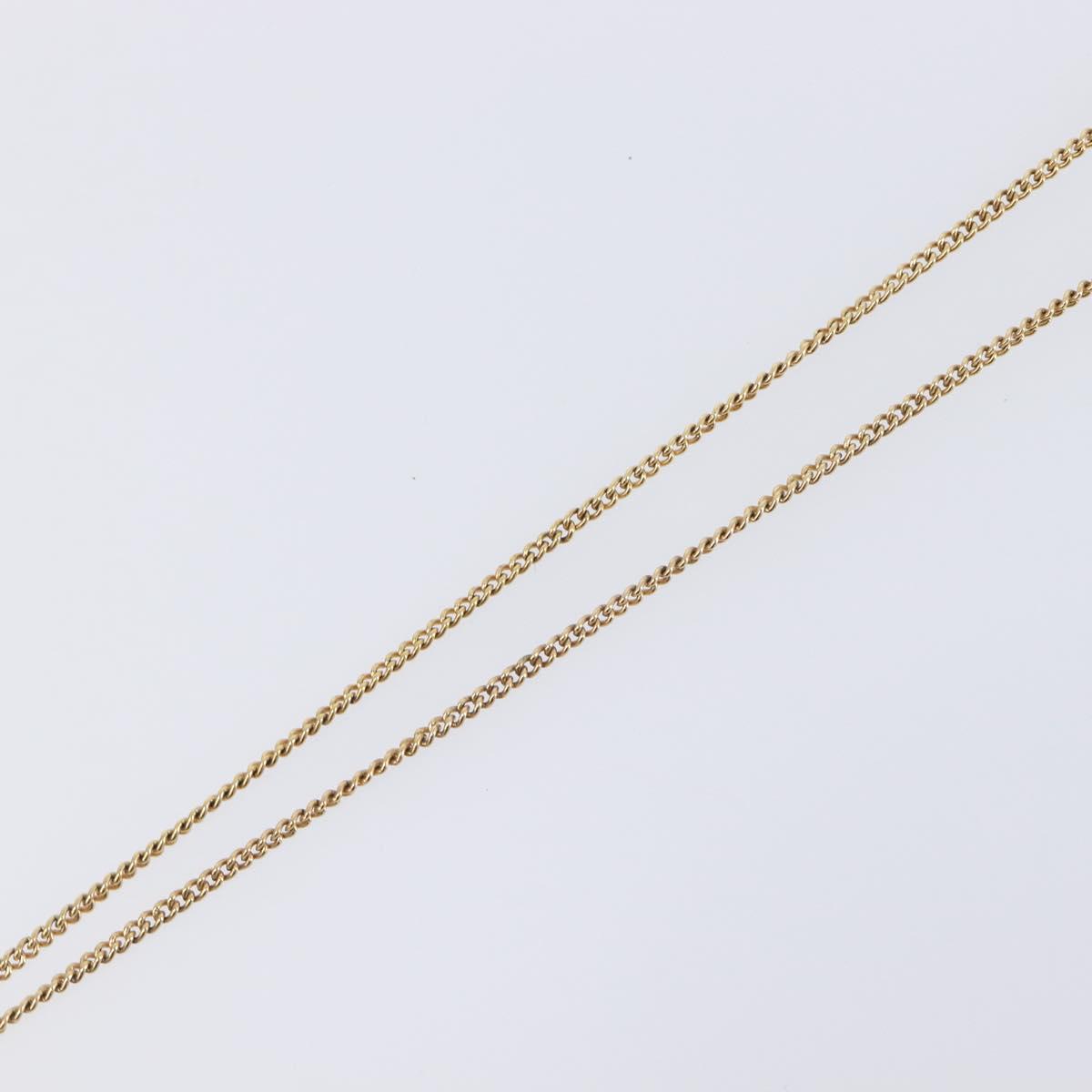 Christian Dior CD Logo Circle 2P Stone Necklace Metal Gold Tone Auth SK162