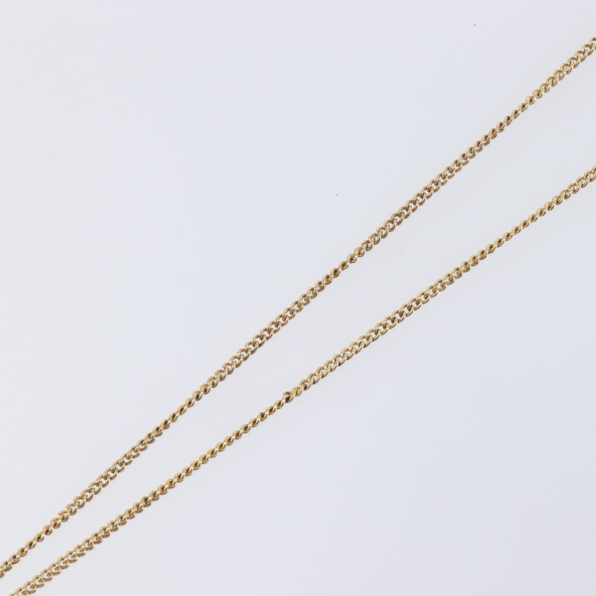 Christian Dior CD Logo Circle 2P Stone Necklace Metal Gold Tone Auth SK162