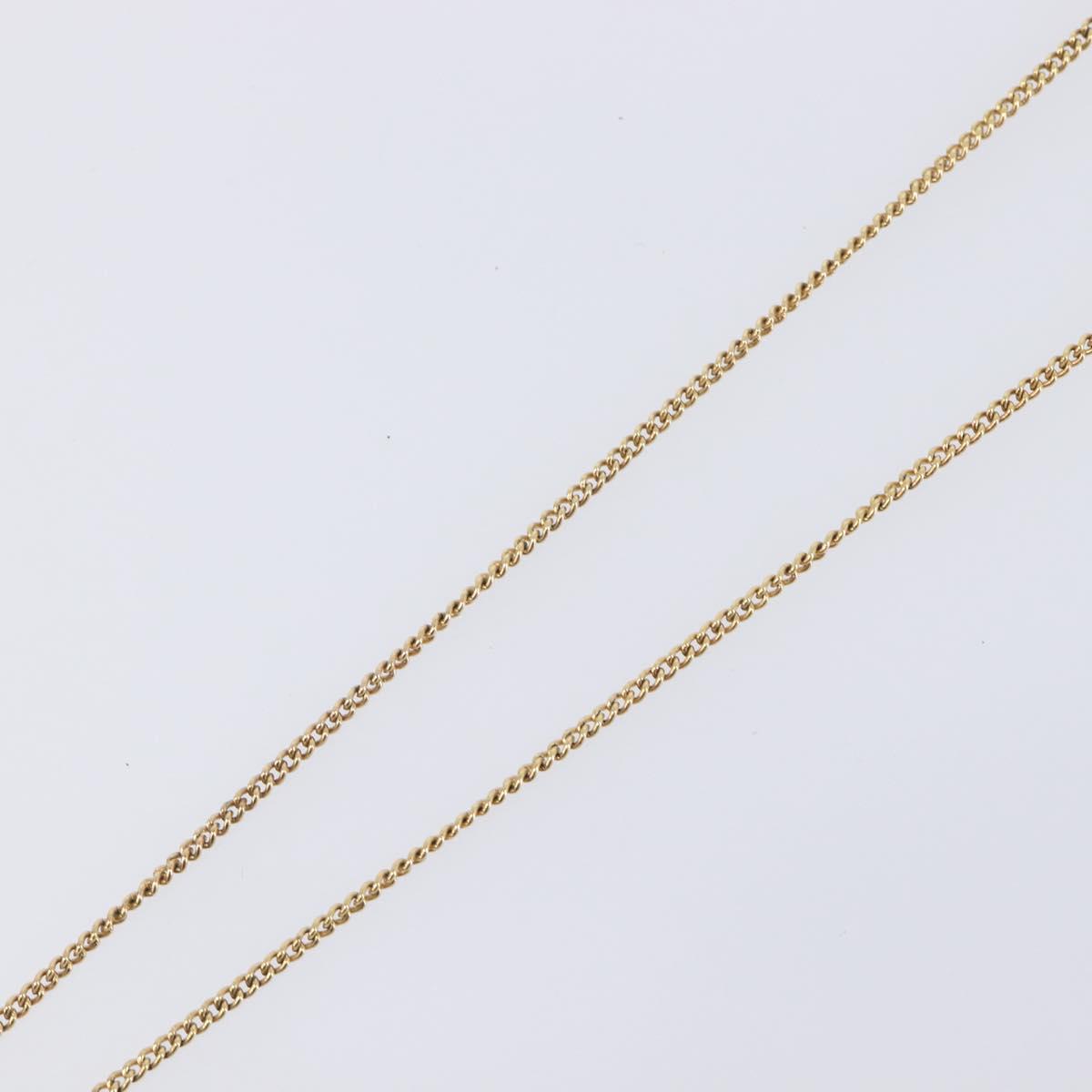 Christian Dior CD Logo Circle 2P Stone Necklace Metal Gold Tone Auth SK162