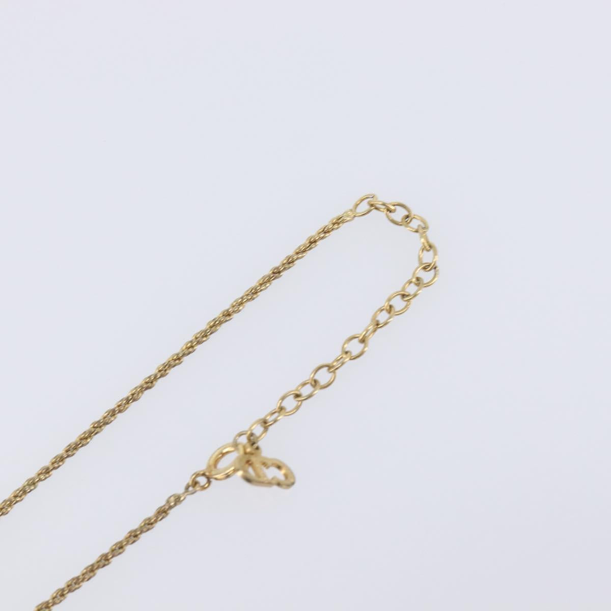 Christian Dior CD Logo Necklace Metal Gold Tone Auth SK165