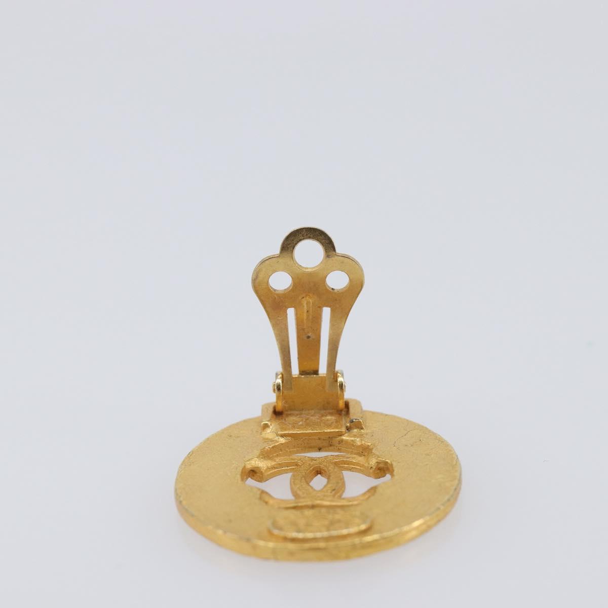 CHANEL COCO Mark Earring Metal Gold Tone CC Auth SK166