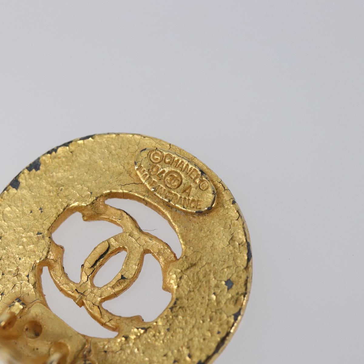 CHANEL COCO Mark Earring Metal Gold Tone CC Auth SK166