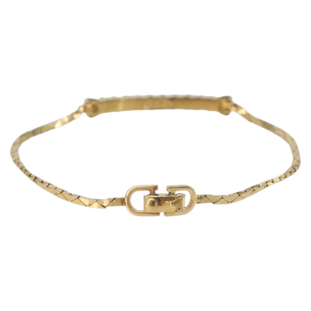 Christian Dior Rhinestone Bracelet Metal Gold Tone Auth SK172