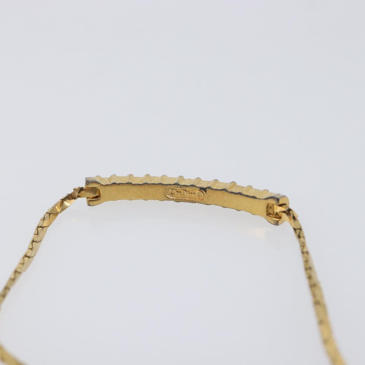 Christian Dior Rhinestone Bracelet Metal Gold Tone Auth SK172