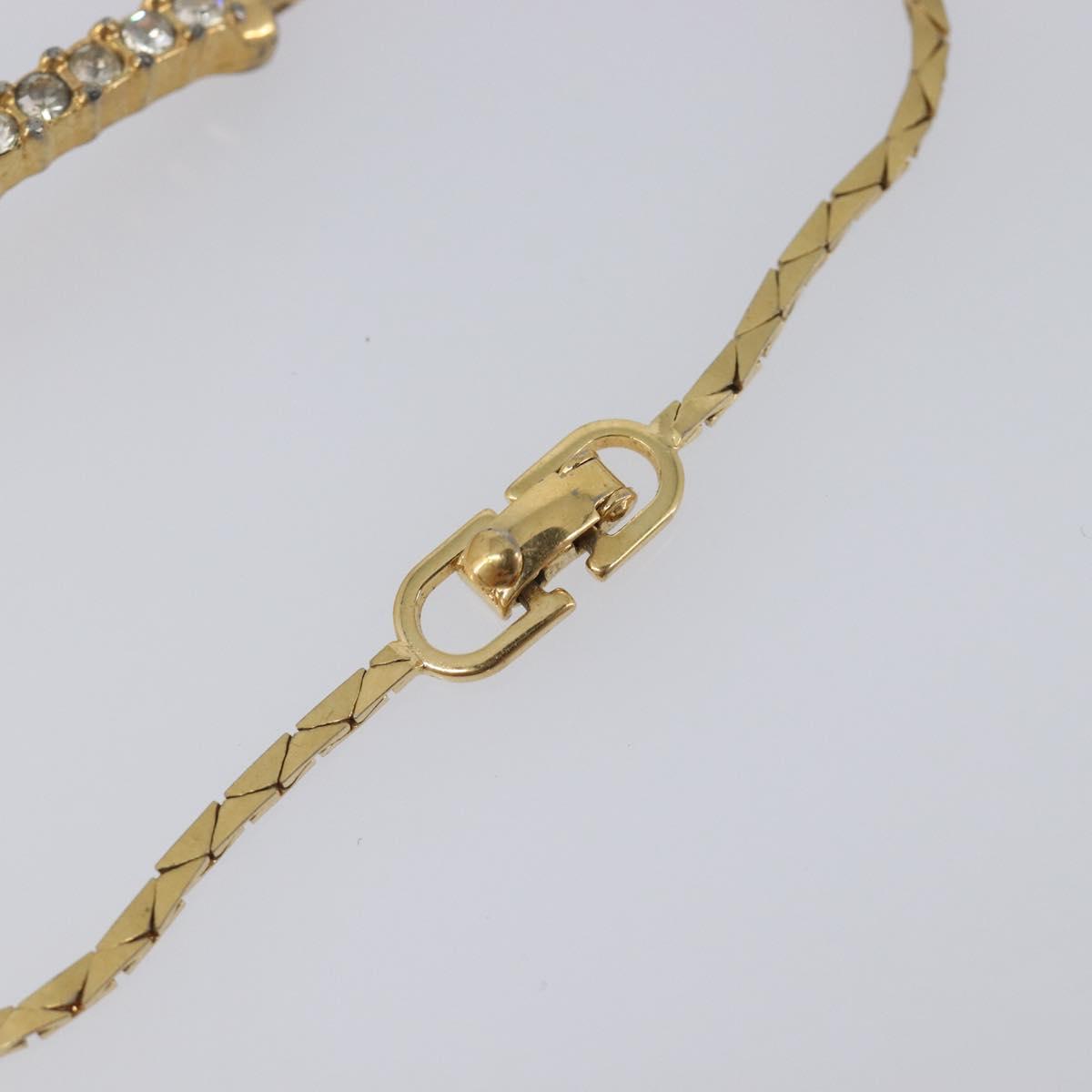 Christian Dior Rhinestone Bracelet Metal Gold Tone Auth SK172