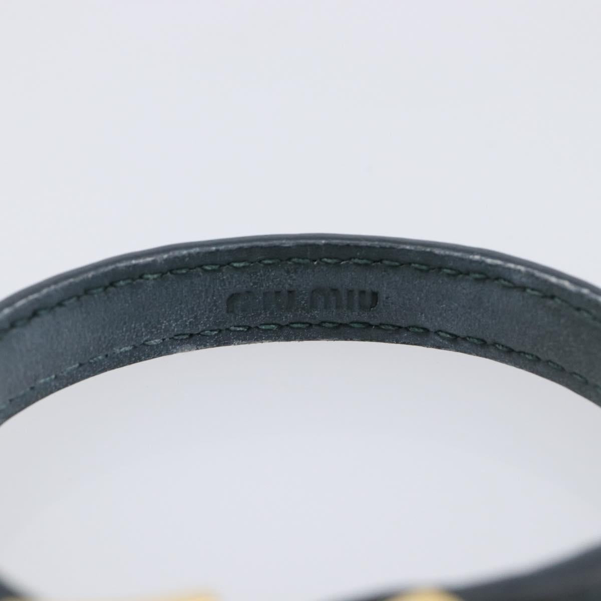 Miu Miu 1P Stone Bracelet Leather Metal Navy Gold Tone Auth SK174