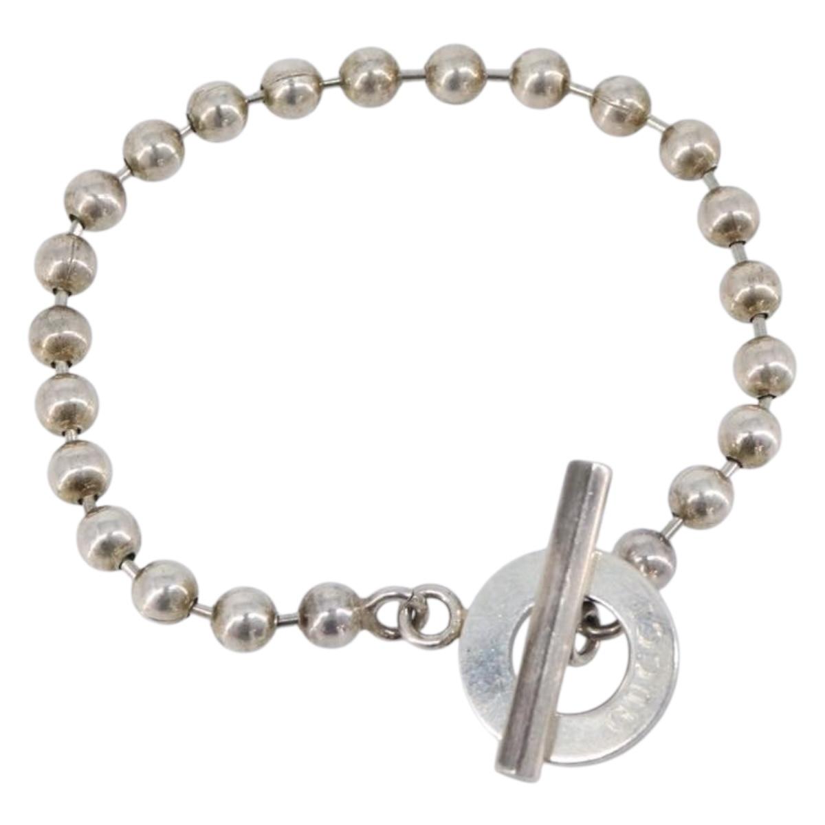 GUCCI Ball Chain Bracelet Ag925 Silver Auth SK177