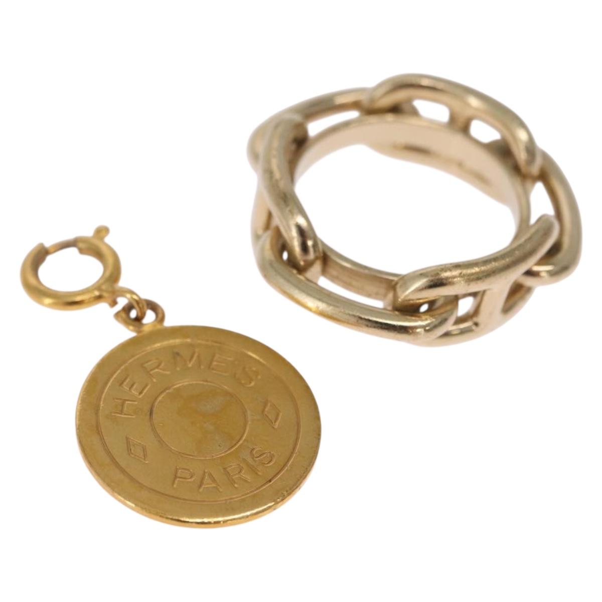 HERMES Charm Ring Metal 2 Set Gold Tone Auth SK203