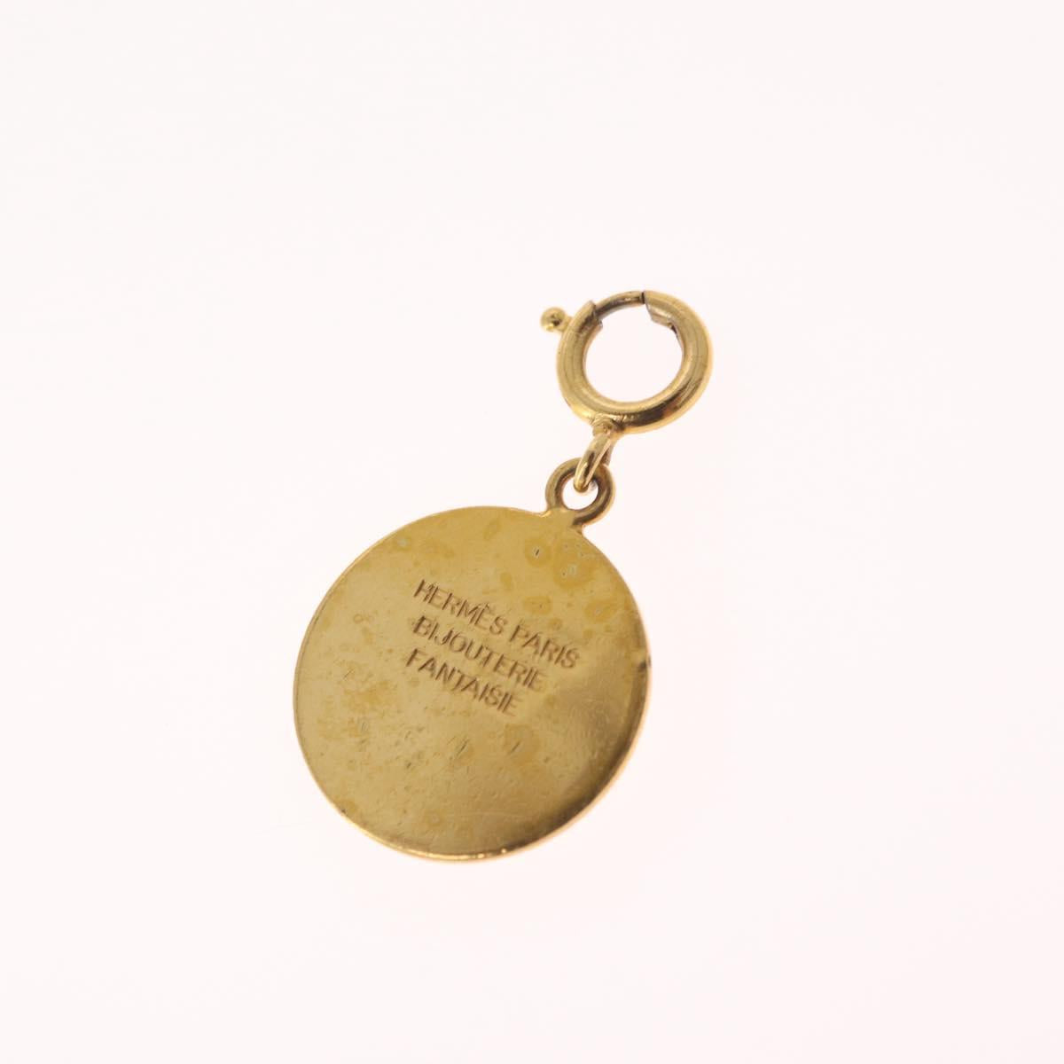 HERMES Charm Ring Metal 2 Set Gold Tone Auth SK203