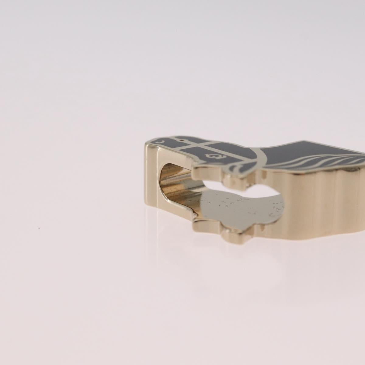 HERMES Quadrije Twilly Ring Metal Gold Tone Black Auth SK204M