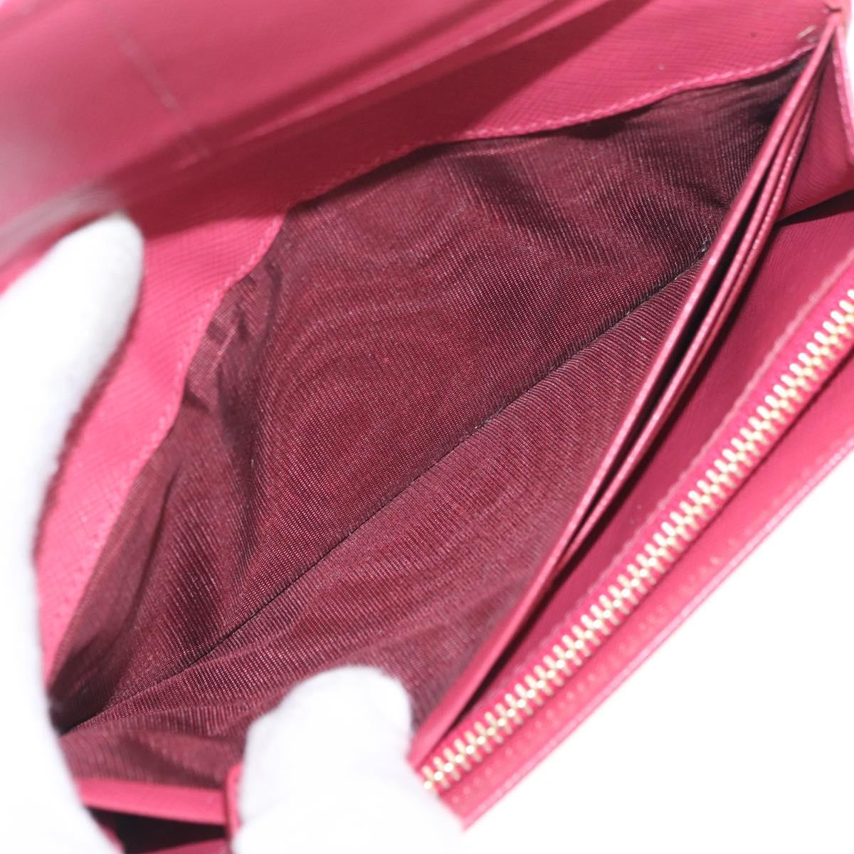 PRADA Long Wallet Saffiano leather Pink Gold Auth SK256