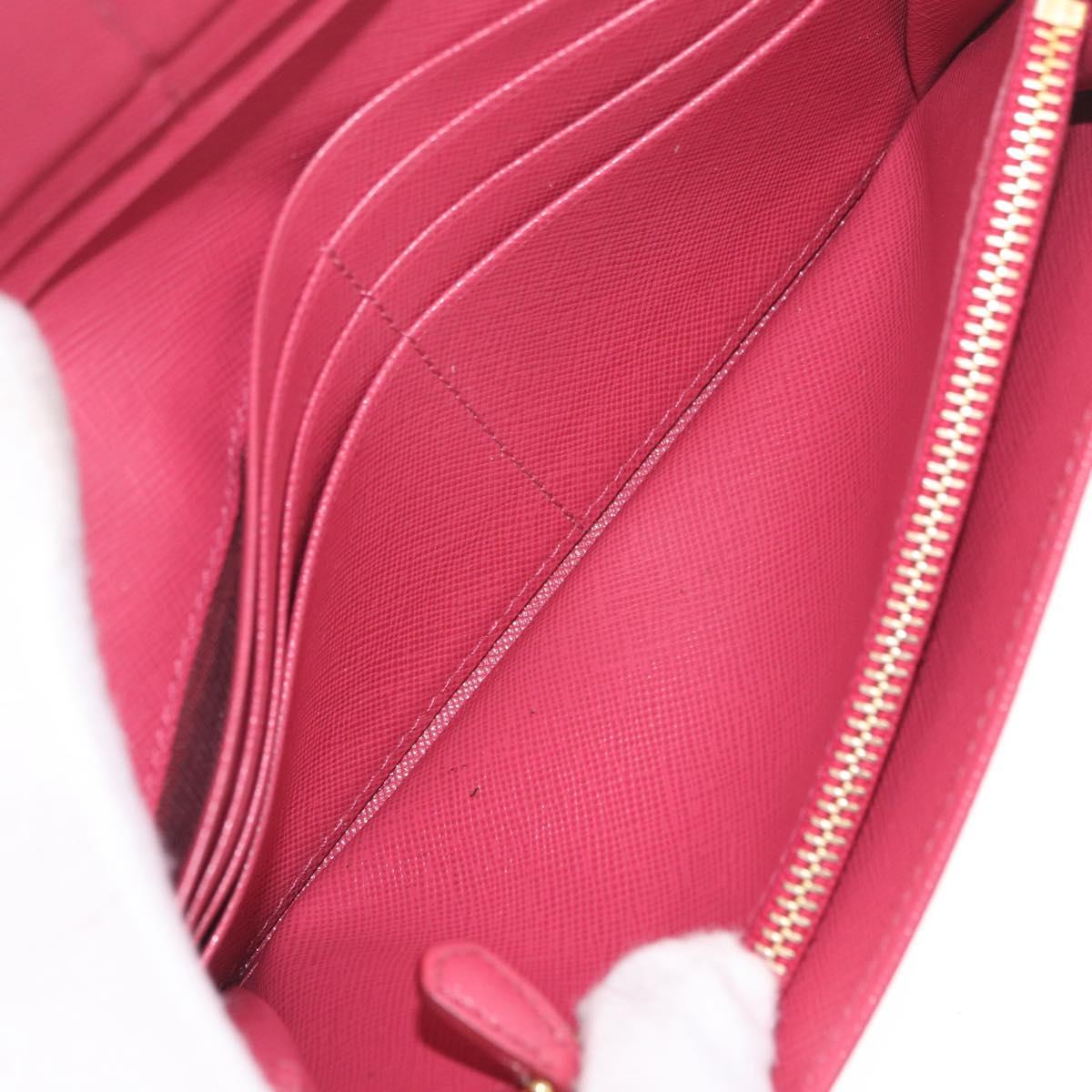 PRADA Long Wallet Saffiano leather Pink Gold Auth SK256