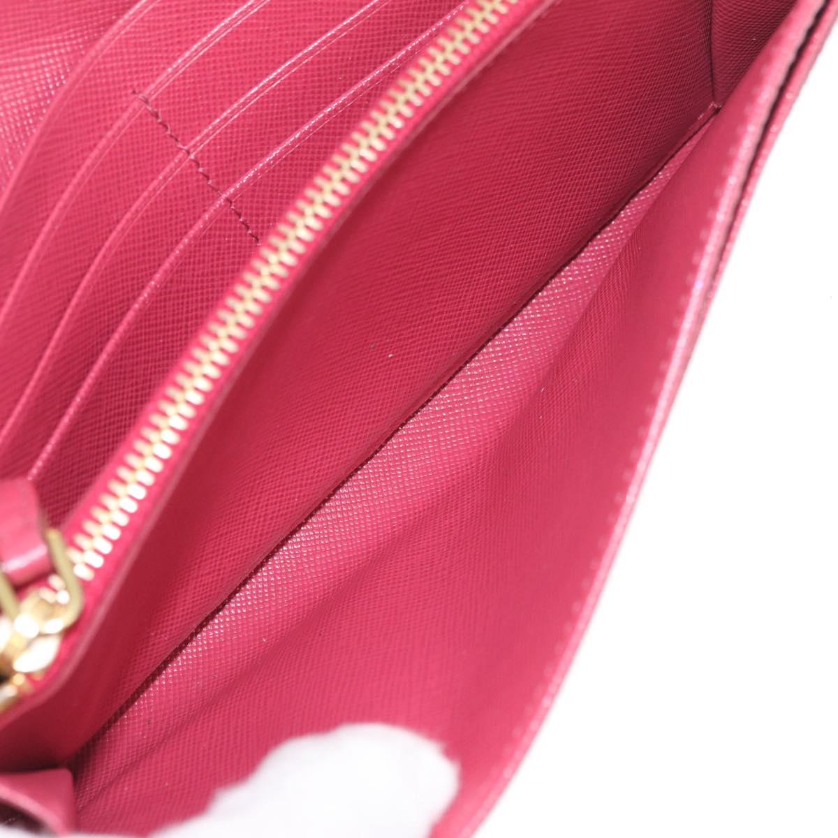 PRADA Long Wallet Saffiano leather Pink Gold Auth SK256