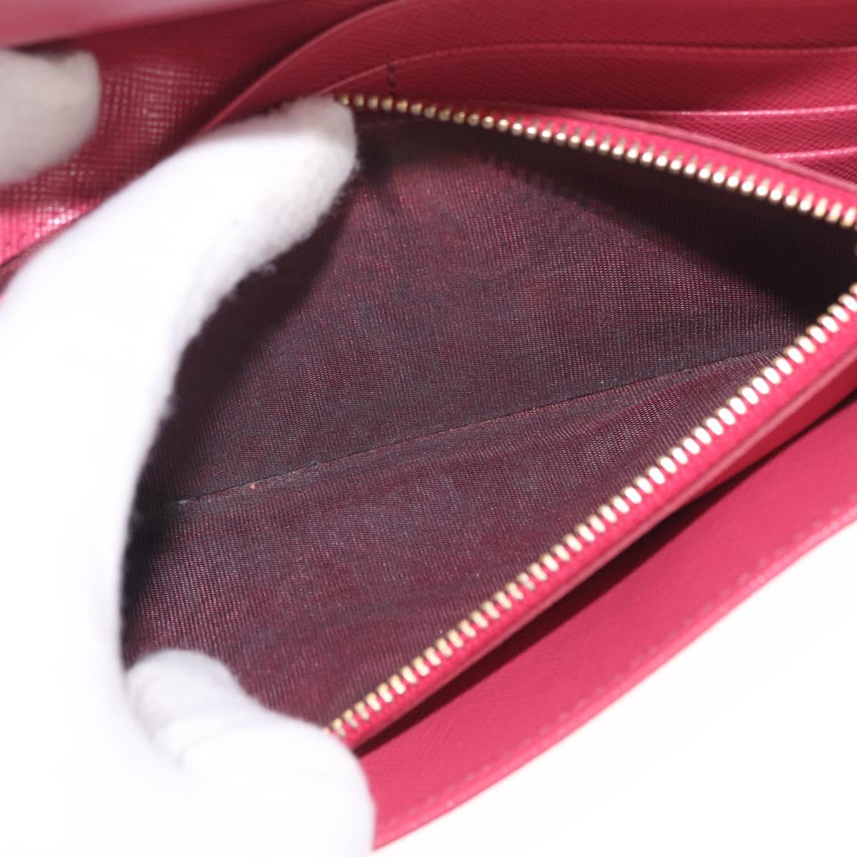 PRADA Long Wallet Saffiano leather Pink Gold Auth SK256