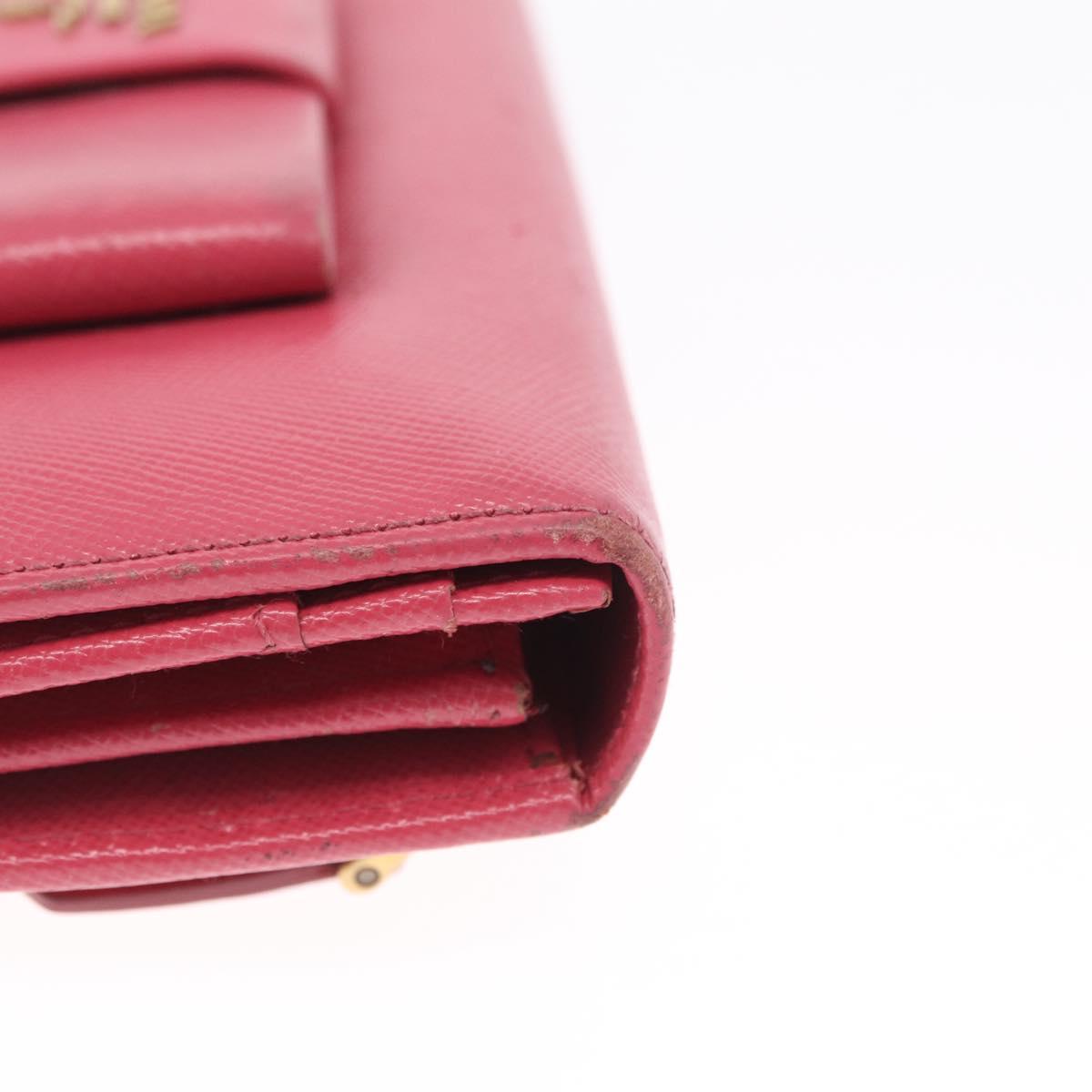 PRADA Long Wallet Saffiano leather Pink Gold Auth SK256