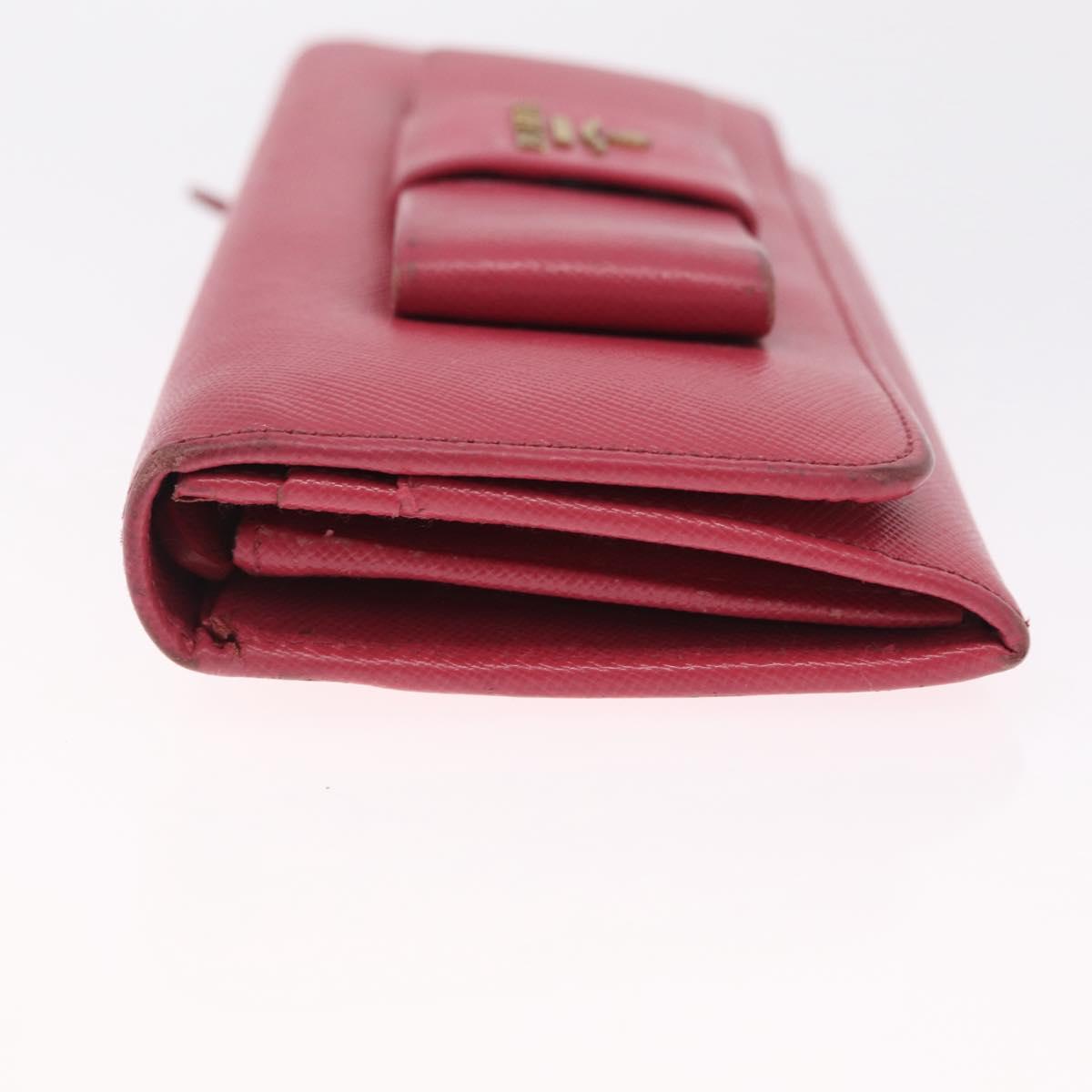 PRADA Long Wallet Saffiano leather Pink Gold Auth SK256