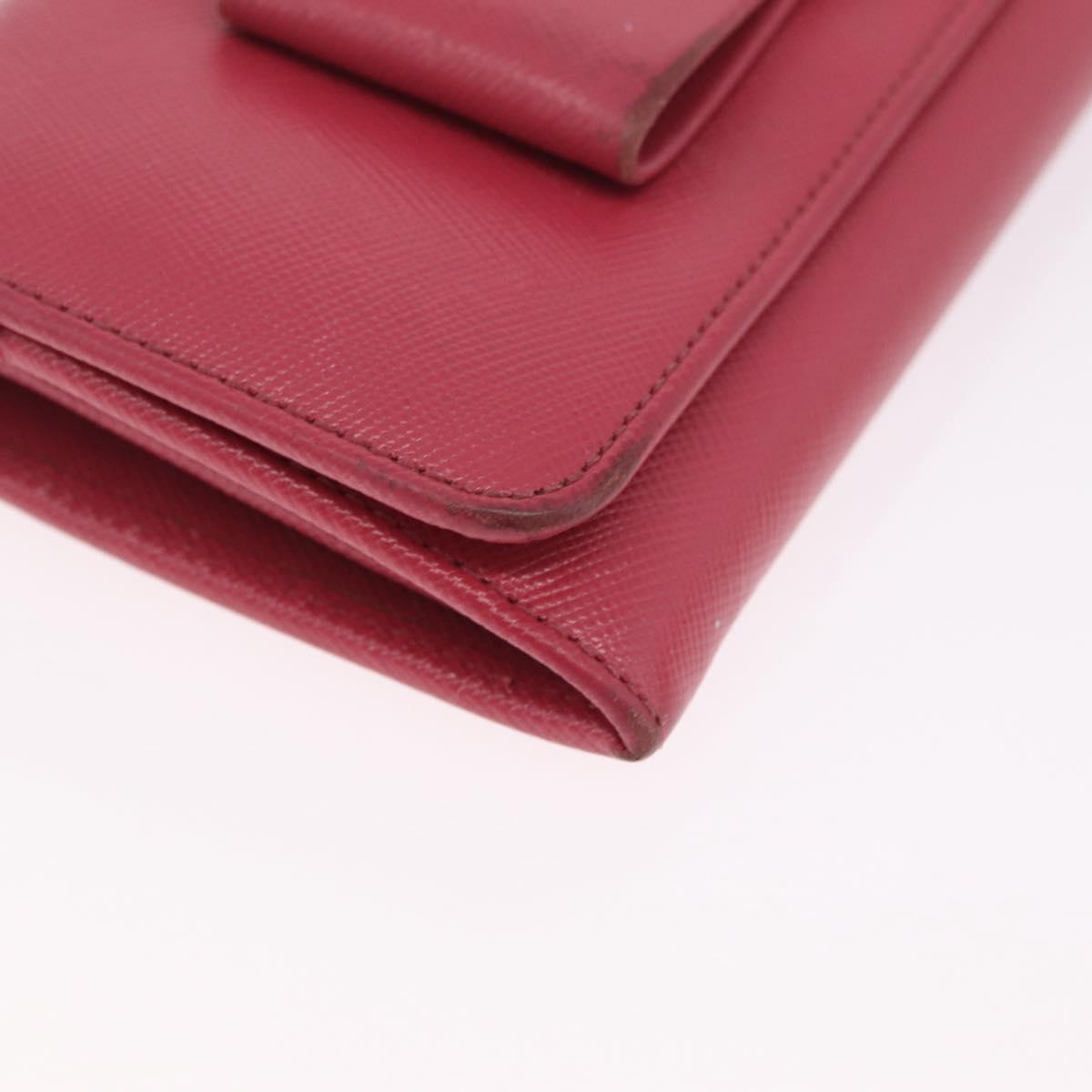 PRADA Long Wallet Saffiano leather Pink Gold Auth SK256